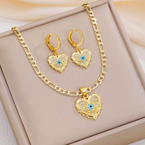 Cubic Zirconia Micro Pave Brass Jewelry Sets, gold color plated, fashion jewelry & different styles for choice & micro pave cubic zirconia, golden, nickel, lead & cadmium free, Sold By PC