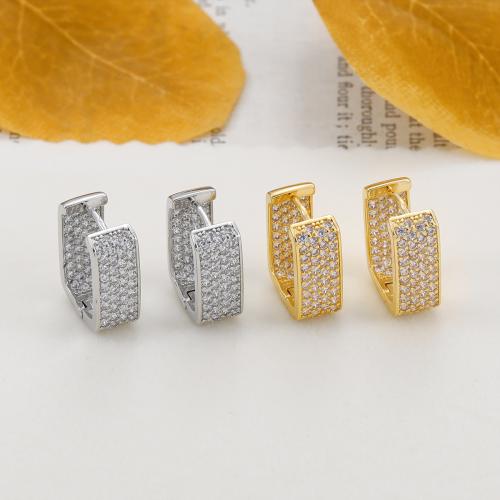 Cubic Zirconia Micro Pave Brass Earring, plated, fashion jewelry & micro pave cubic zirconia, more colors for choice, nickel, lead & cadmium free, Sold By Pair