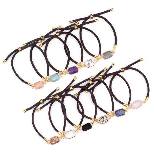 Gemstone Bracelets, Polyamide, with Natural Stone & Brass, fashion jewelry, more colors for choice, Sold By PC