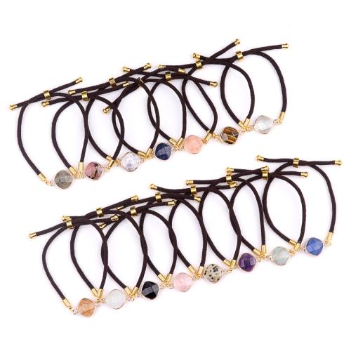 Gemstone Bracelets, Polyamide, with Natural Stone & Brass, fashion jewelry, more colors for choice, Sold By PC