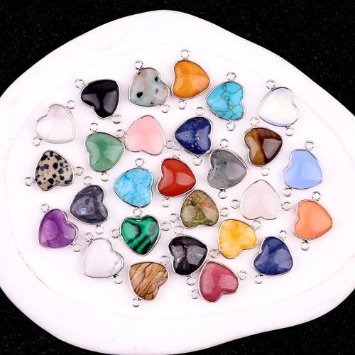 Gemstone Connector, Natural Stone, with Tibetan Style, Heart, DIY, more colors for choice, Sold By PC