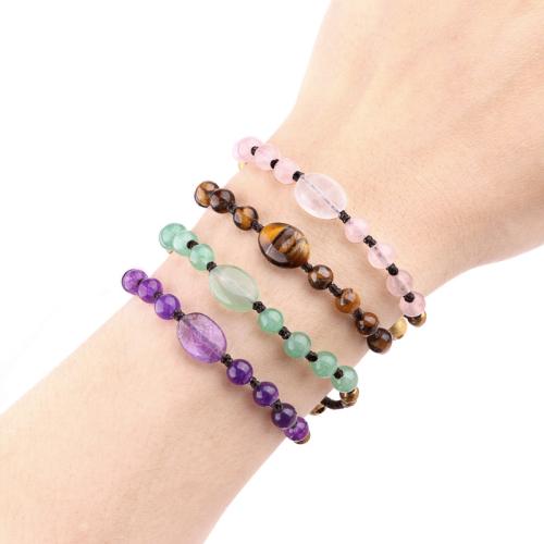 Gemstone Bracelets, Natural Stone, with Polyamide & Brass, fashion jewelry & different materials for choice, more colors for choice, Sold By PC