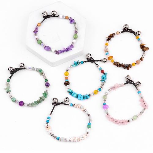 Gemstone Bracelets, Natural Stone, with Polyamide & Brass, fashion jewelry & different materials for choice, more colors for choice, Sold By PC