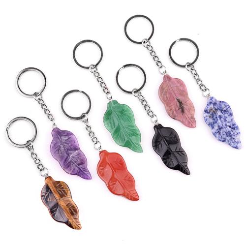 Bag Purse Charms Keyrings Keychains, Natural Stone, with Tibetan Style, Leaf, fashion jewelry & different materials for choice, more colors for choice, Sold By PC