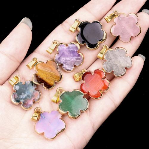 Gemstone Pendants Jewelry, Natural Stone, with Tibetan Style, Flower, DIY & different materials for choice, more colors for choice, Sold By PC