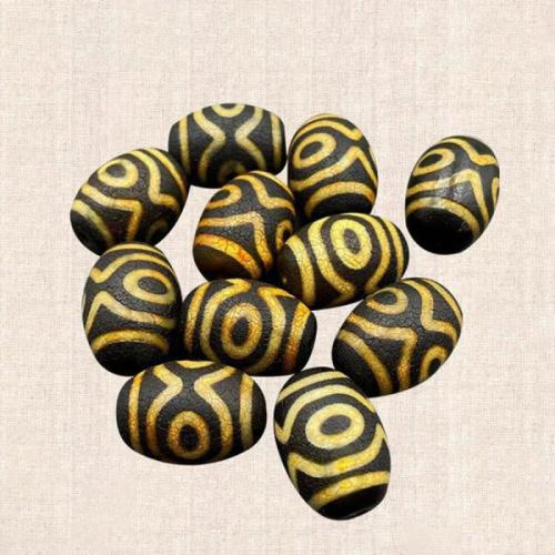 Natural Tibetan Agate Dzi Beads, DIY, yellow, 30x20mm, Sold By PC