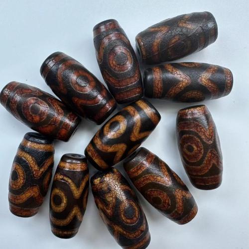 Natural Tibetan Agate Dzi Beads, Antique finish, DIY, red, 30x14mm, Sold By PC