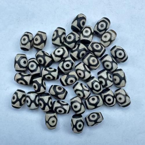 Natural Tibetan Agate Dzi Beads, DIY, black, 10x14mm, Sold By PC