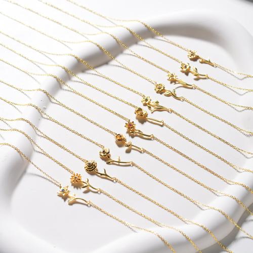 Cubic Zircon Micro Pave Brass Necklace, with Cubic Zirconia, Vacuum Ion Plating, for woman, more colors for choice, Length:45 cm, Sold By PC