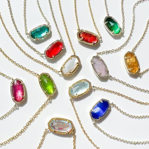 Crystal Necklace, Brass, with Crystal, Vacuum Ion Plating, for woman, more colors for choice, Sold By PC