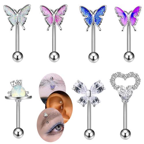 Brass Dermal Anchor, plated, Unisex & different styles for choice & micro pave cubic zirconia & enamel, dermal anchor length 10-20mm, Sold By PC