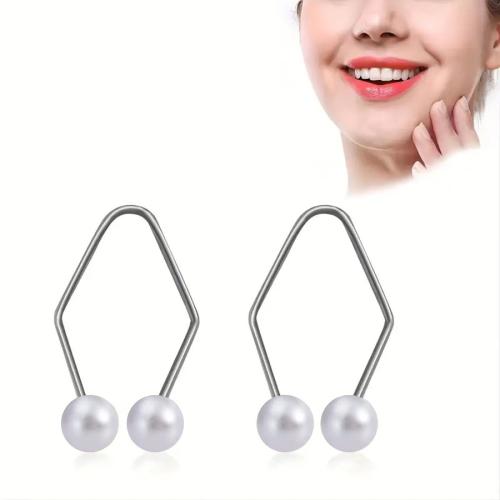 Acier inoxydable 304 Piercing Piercing Bijoux, avec perle de plastique, poli, unisexe, plus de couleurs à choisir, 40x25mm, Vendu par PC