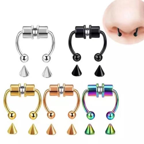 304 Stainless Steel Nose Piercing Jewelry, plated, Unisex & with magnetic & with rhinestone, more colors for choice, 10mm, Sold By PC