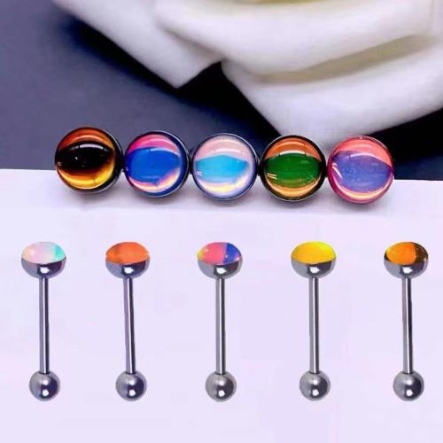 304 Stainless Steel tongue ring, Unisex & enamel, more colors for choice, 16x7mm, Sold By PC