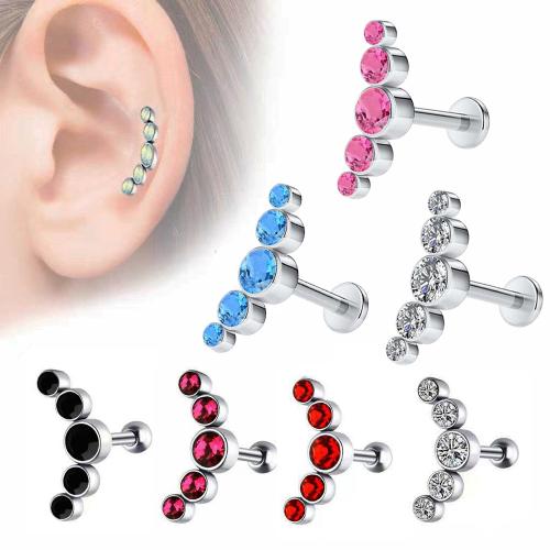 304 Stainless Steel Piercing Earring, Unisex & different styles for choice & with rhinestone, Sold By PC