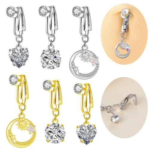 Tibetan Style Belly Ring, plated, Unisex & different styles for choice & with rhinestone, belly ring length 25-30mm, Sold By PC