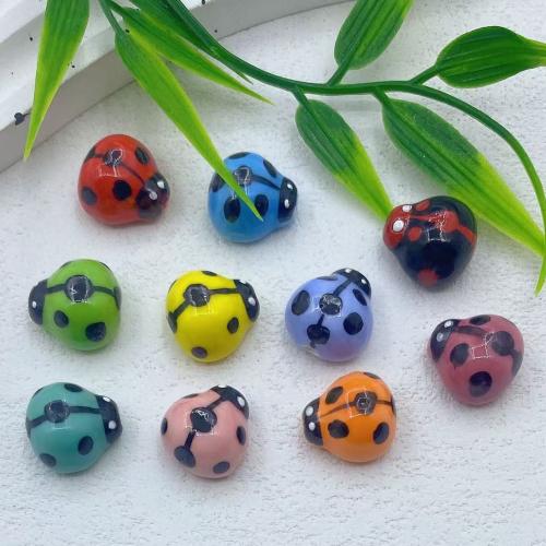 Porcelain Jewelry Beads, Ladybug, hand drawing, DIY, more colors for choice, 14.50x14x10mm, Approx 100PCs/Bag, Sold By Bag