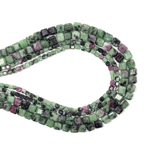 Gemstone Jewelry Beads, Ruby in Zoisite, Square, DIY & different size for choice, green, Sold Per Approx 38 cm Strand