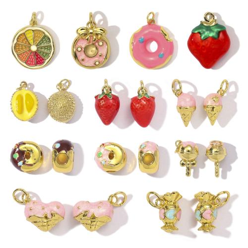 Brass Jewelry Pendants, gold color plated, DIY & different styles for choice & enamel, more colors for choice, nickel, lead & cadmium free, 3PCs/Bag, Sold By Bag