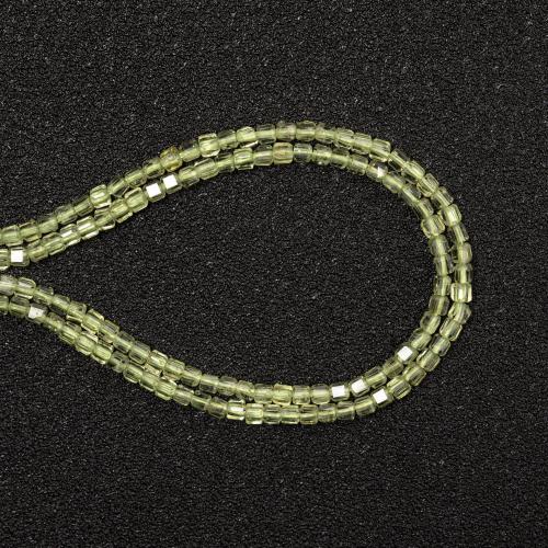 Abalorios de Gemas, Piedra peridoto, Cuadrado, Bricolaje, verde, 2.50x2.50mm, Vendido para aproximado 38 cm Sarta