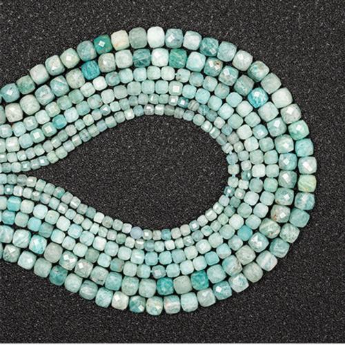 Natural Amazonite Beads, ​Amazonite​, Square, DIY & different size for choice, blue, Sold Per Approx 38 cm Strand