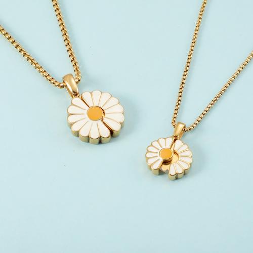 Stainless Steel Jewelry Necklace, 304 Stainless Steel, Flower, gold color plated, different size for choice & for woman & enamel, more colors for choice, Sold By PC