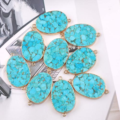 turquoise Connector, gold color plated, DIY & 1/1 loop, Size: Length about 35- width about 25mm, Sold By PC