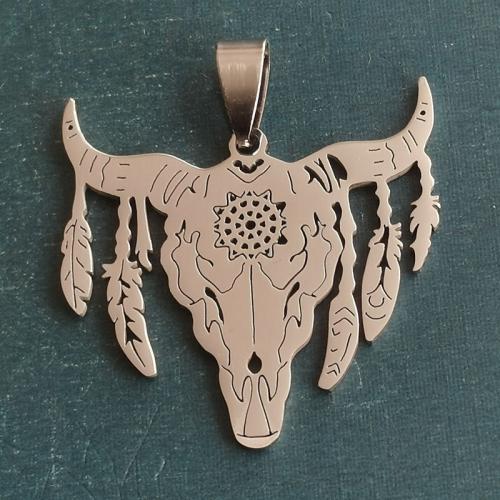 Titanium Steel Pendants, Bull, polished, DIY, 33x30mm, 10PCs/Bag, Sold By Bag