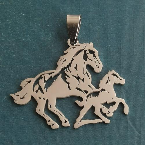 Pendentifs en titane, Acier titane, cheval, poli, DIY, 38x31mm, 10PC/sac, Vendu par sac