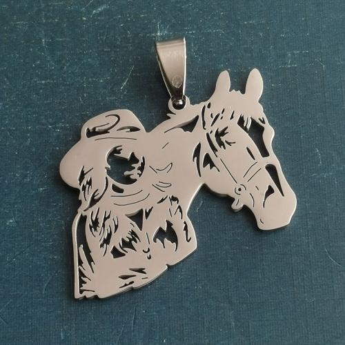 Pendentifs en titane, Acier titane, cheval, poli, DIY, 34x43mm, 10PC/sac, Vendu par sac