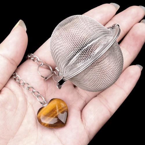 Tea Strainer Filter Diffuser, 304 Stainless Steel, with Natural Stone, durable, more colors for choice, Sold By PC