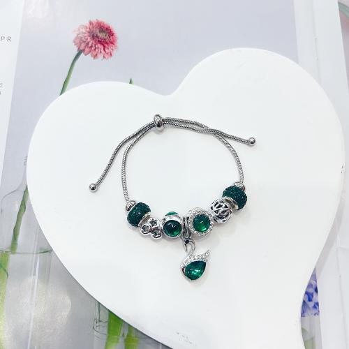 European Bracelet, Tibetan Style, with 304 Stainless Steel Chain & Resin, Adjustable & fashion jewelry & for woman, platinum color, Length:Approx 16-26 cm, Sold By PC