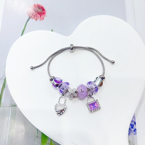 European Bracelet, Tibetan Style, with 304 Stainless Steel Chain & Resin, Adjustable & fashion jewelry & for woman, platinum color, Length:Approx 16-26 cm, Sold By PC