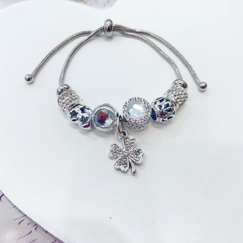 European Bracelet, Tibetan Style, with 304 Stainless Steel Chain & Resin, Adjustable & fashion jewelry & for woman, platinum color, Length:Approx 16-26 cm, Sold By PC