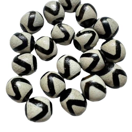 Natural Tibetan Agate Dzi Beads, DIY, black, 14x15.50mm, Sold By PC