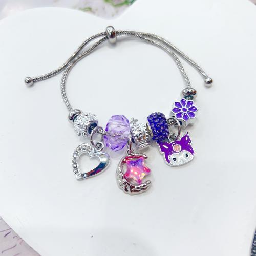 European Bracelet, Tibetan Style, with 304 Stainless Steel Chain & Resin, Adjustable & fashion jewelry & for woman, platinum color, Length:Approx 16-26 cm, Sold By PC