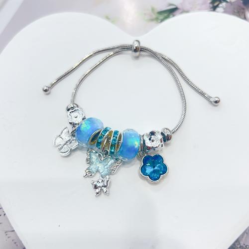 European Bracelet, Tibetan Style, with 304 Stainless Steel Chain & Resin, Adjustable & fashion jewelry & for woman, platinum color, Length:Approx 16-26 cm, Sold By PC