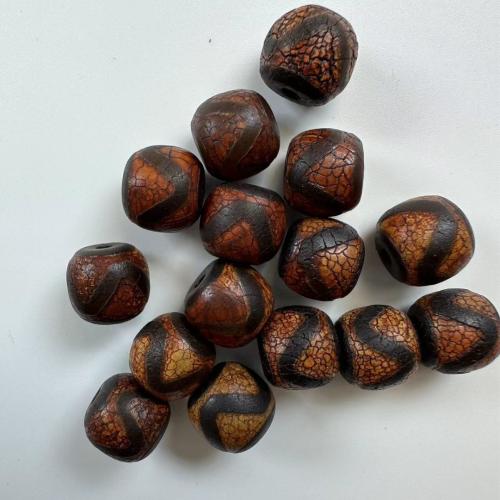 Natural Tibetan Agate Dzi Beads, Antique finish, DIY, red, 12x10mm, Sold By PC