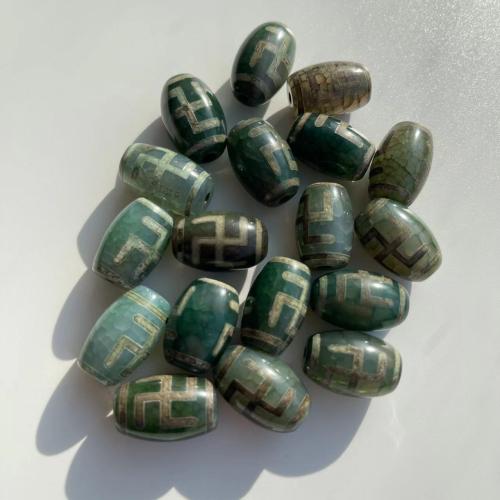 Natural Tibetan Agate Dzi Beads, DIY, green, 14mm, Sold By PC