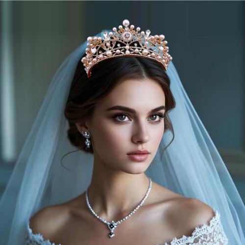 Bridal Tiaras, Tibetan Style, with Plastic Pearl, plated, with rhinestone, 130x65mm, Sold By PC