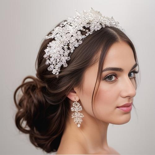 Bridal Hair Band, Tibetan Style, with Crystal, plated, with rhinestone, 50x140mm, Sold By PC