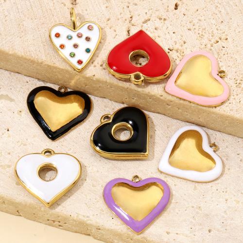 Stainless Steel Heart Pendants, 304 Stainless Steel, Vacuum Ion Plating, DIY & enamel, more colors for choice, Sold By PC