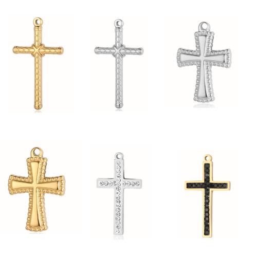 Stainless Steel Cross Pendants, 304 Stainless Steel, Vacuum Ion Plating, DIY & with rhinestone, more colors for choice, Sold By PC