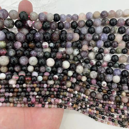 Gemstone Jewelry Beads, Tourmaline, Round, natural & DIY & different size for choice, multi-colored, Sold By Strand