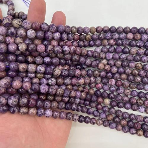 Perles bijoux en pierres gemmes, Lepidolite naturel, Rond, naturel & DIY & normes différentes pour le choix, Vendu par brin