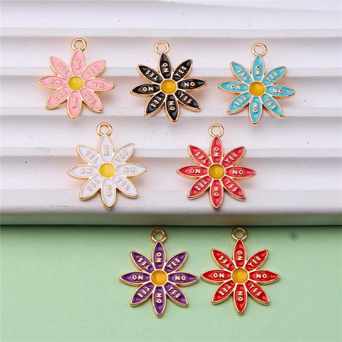 Tibetan Style Enamel Pendants, Flower, gold color plated, DIY, more colors for choice, nickel, lead & cadmium free, 21x17mm, Approx 100PCs/Bag, Sold By Bag