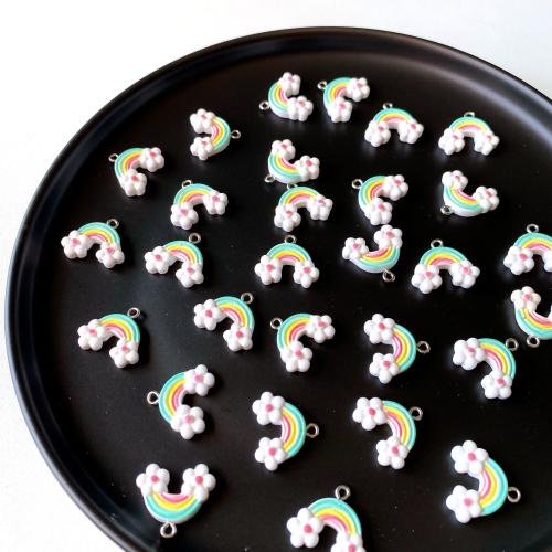 Resin Pendant, Rainbow, DIY, multi-colored, 20mm, 100PCs/Bag, Sold By Bag