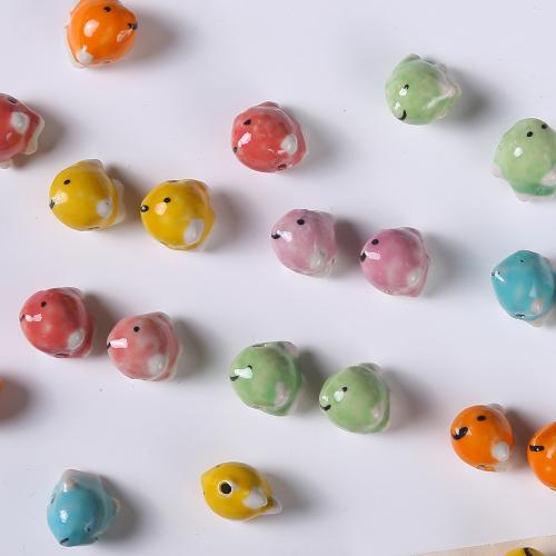 Perles bijoux en porcelaine, poisson, DIY, plus de couleurs à choisir, 14x17mm, 100PC/sac, Vendu par sac