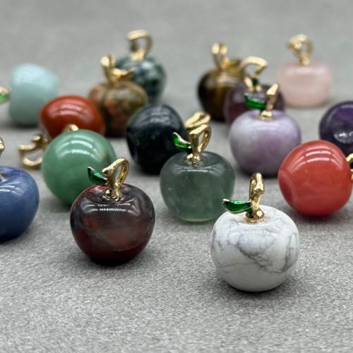 Gemstone Pendants Jewelry, Natural Stone, Apple, DIY & different materials for choice, more colors for choice, 14x11mm, Sold By PC