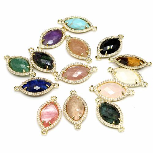 Gemstone Connector, Natural Stone, with Brass, DIY & different materials for choice & with rhinestone, more colors for choice, 26x14x5mm, Sold By PC